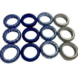 Bed bath and beyond napkin rings blue silver multi color set of 12